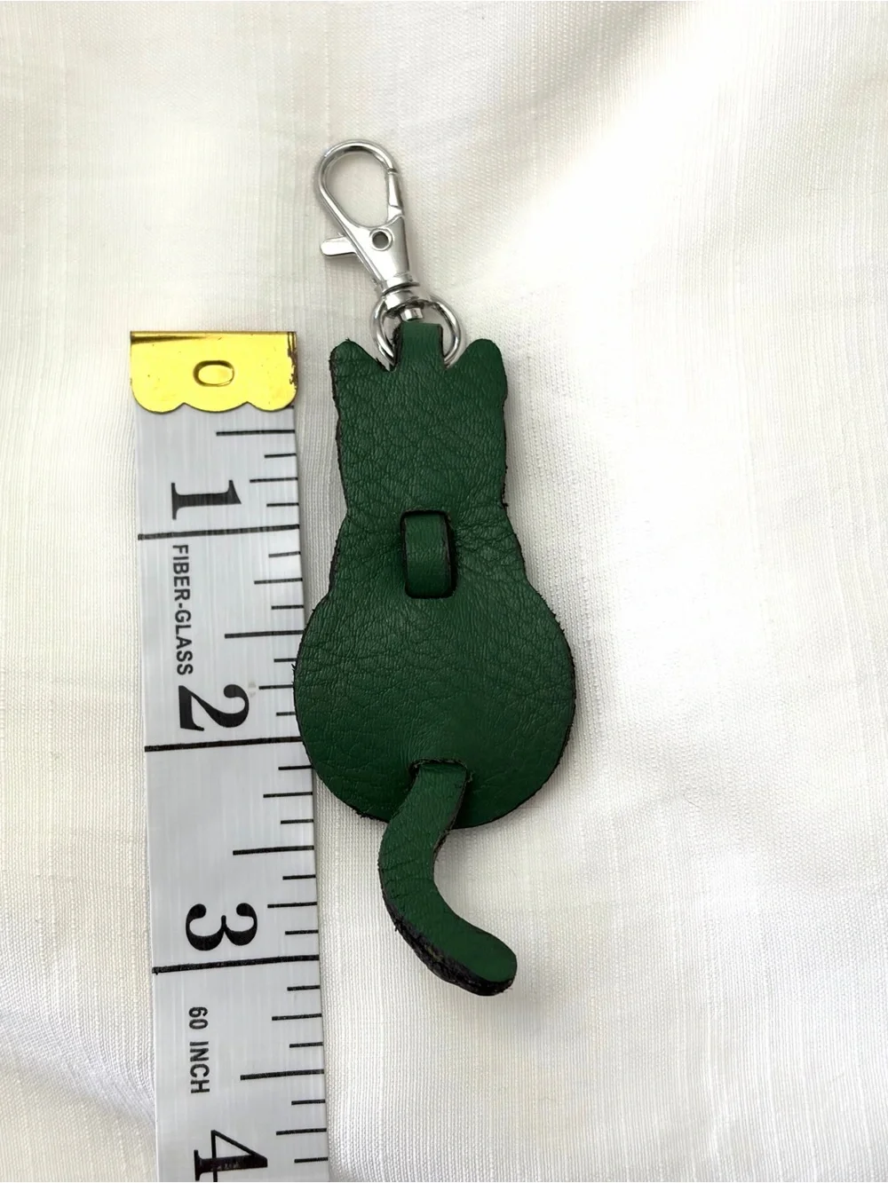 Upcycled COACH Green Leather Cat Key & Card Holder Keychain